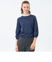 フリルカラーパフスリーブニット