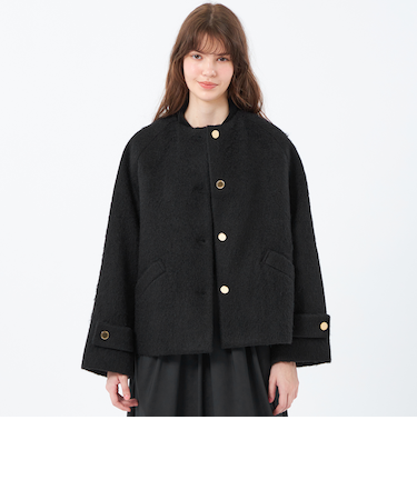 【WELBURY NO COLLAR SHORT(ウェルベリーノーカラーショート)】ウールシャギー製