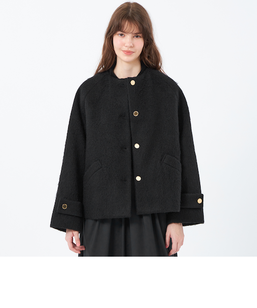 【WELBURY NO COLLAR SHORT(ウェルベリーノーカラーショート)】ウールシャギー製