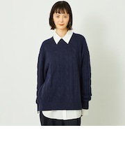 GREY LABEL ウールカシミヤケーブルニット