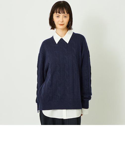 GREY LABEL ウールカシミヤケーブルニット