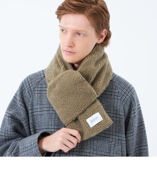 タフタ×ボア リバーシブルダウンマフラー with TAION