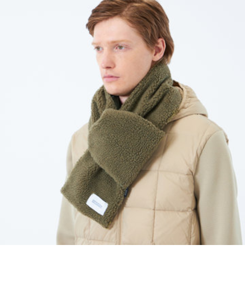 タフタ×ボア リバーシブルダウンマフラー with TAION