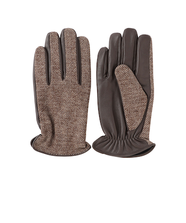 EMMETEX ヘリンボーン×レザー　スマホグローブ