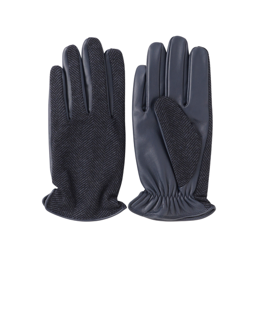 EMMETEX ヘリンボーン×レザー　スマホグローブ