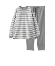 【WEB限定】パイルボーダー裏起毛&無地パンツ パジャマ