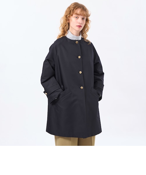 ❗️今だけ値下げ❗️ロジェの軽量ノーカラーダブル前コート／ネイビー WELBURY NO COLLAR(ウェルベリーノーカラー)】ダブルクロス製