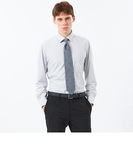 トロッター セミワイドシャツ トリコットストライプ