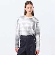 ラウンドヘムシルケットボーダーカットソー