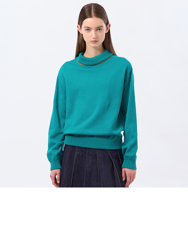 バイカラーロールニット