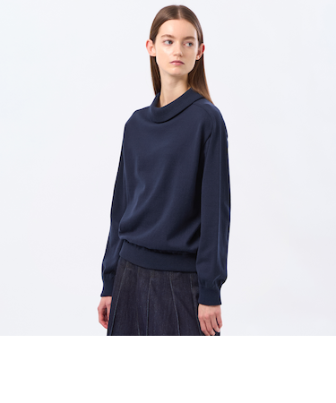 バイカラーロールニット