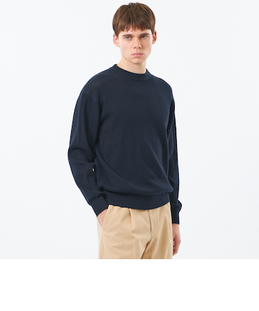 クルーネックプルオーバー 畔調ファインニット