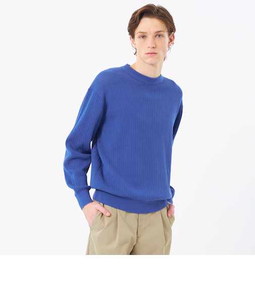 クルーネックプルオーバー 畔調ファインニット