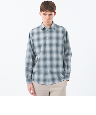 ショートレギュラーカラーシャツ オンブレチェック