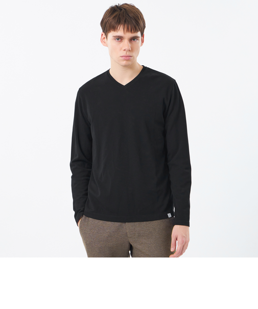 VネックロンT ストレッチミラノリブ