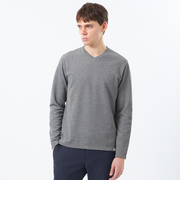 VネックロンT ストレッチミラノリブ