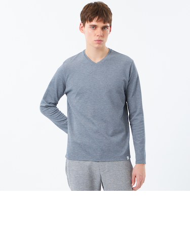 VネックロンT ストレッチミラノリブ