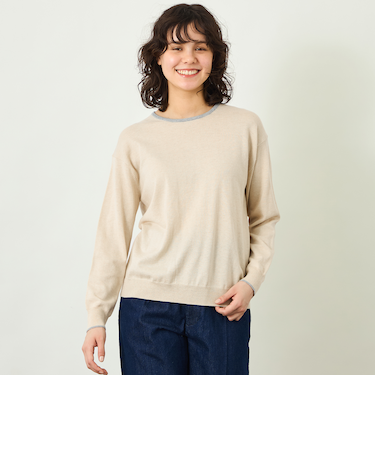 【GREY LABEL】バイカラークルーネックニット