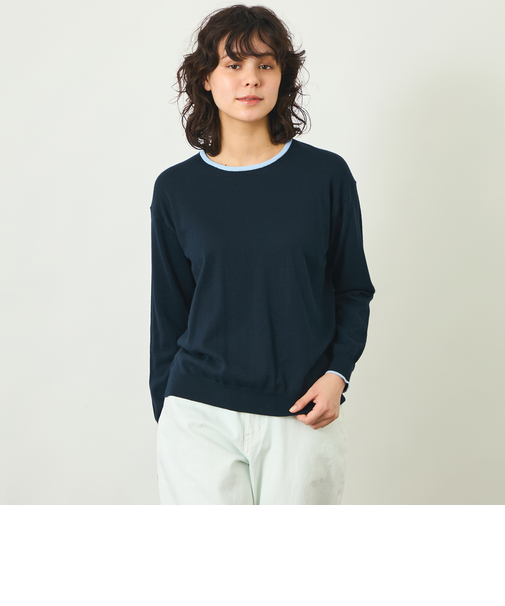【GREY LABEL】バイカラークルーネックニット