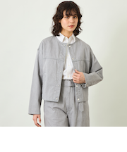 【GREY LABEL】デニムノーカラートラッカージャケット