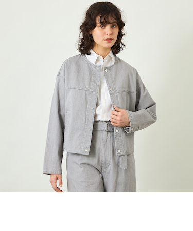 【GREY LABEL】デニムノーカラートラッカージャケット