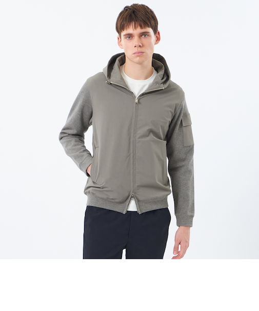 リブダンボールニット コンビパーカー