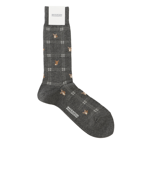 コーギー×チェック カジュアルソックス