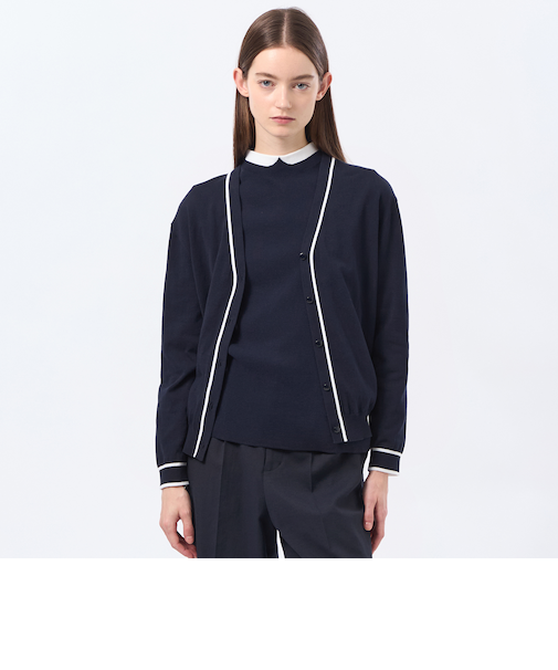 バイカラーファインコットンカーディガン