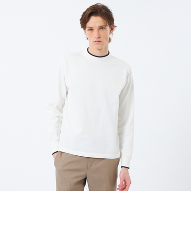 12G プレーティング天竺 ライン入りモックネック