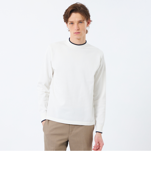 12G プレーティング天竺 ライン入りモックネック