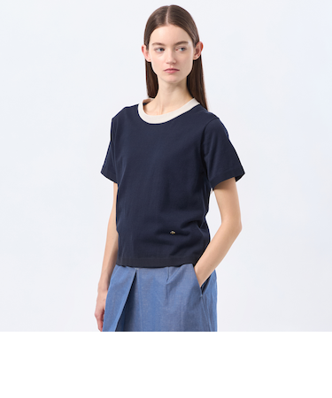 バイカラーファインコットンニット