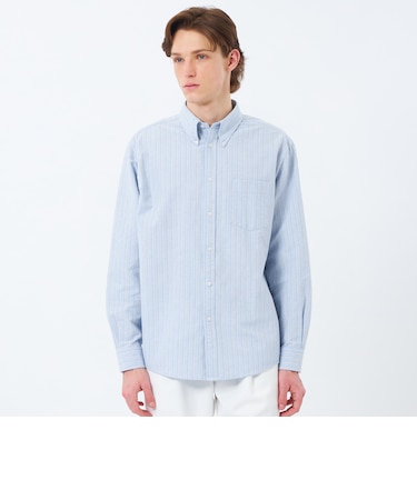 シャンブレー/ストライプ リラックスボタンダウンシャツ