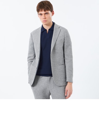 テーラードジャージージャケット 杢カラミストレッチ