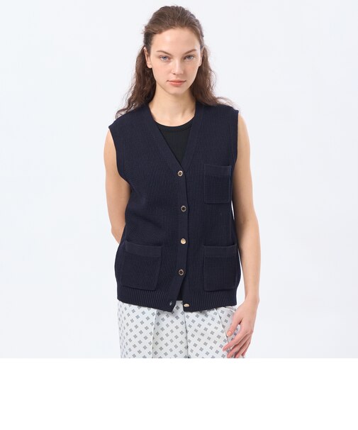 パッチポケットニットジレ