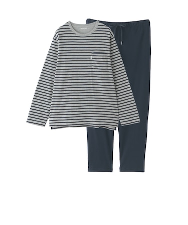 【WEB限定】天竺ボーダー＆無地パンツ パジャマ