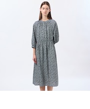 バイカラーフラワープリントワンピース