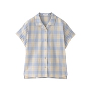 サッカーチェックオープンカラーシャツ