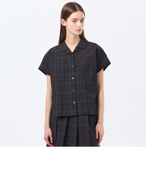 サッカーチェックオープンカラーシャツ