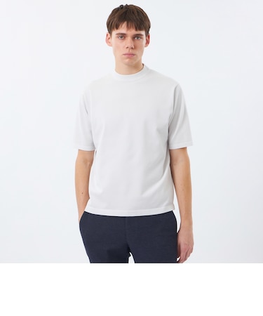 16Gプレーティング天竺 セミモックネックニットTシャツ