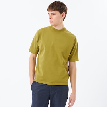 16Gプレーティング天竺 セミモックネックニットTシャツ