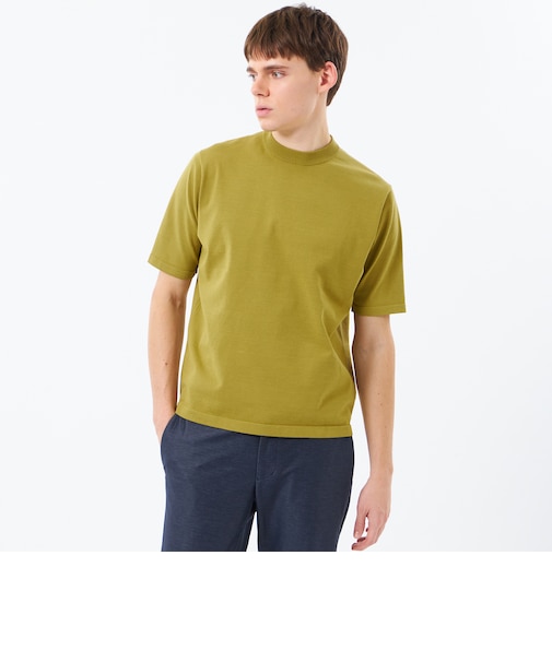 16Gプレーティング天竺 セミモックネックニットTシャツ