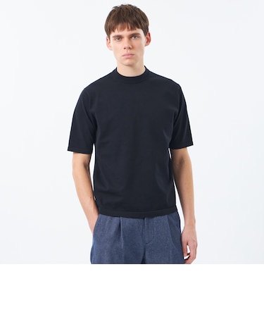 16Gプレーティング天竺 セミモックネックニットTシャツ