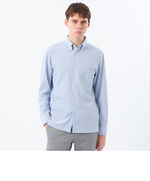 【WEB&一部店舗限定】トロッター スクエアボタンダウン長袖シャツ  サッカーストライプ