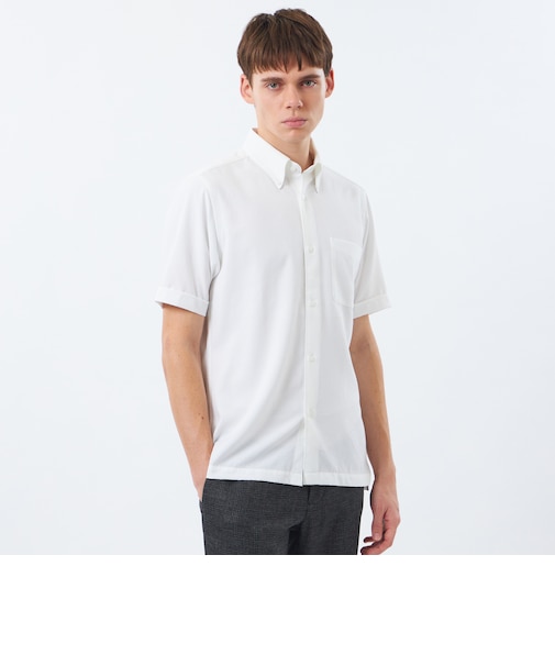 【WEB&一部店舗限定】トロッター スクエアボタンダウン半袖シャツ サッカーストライプ