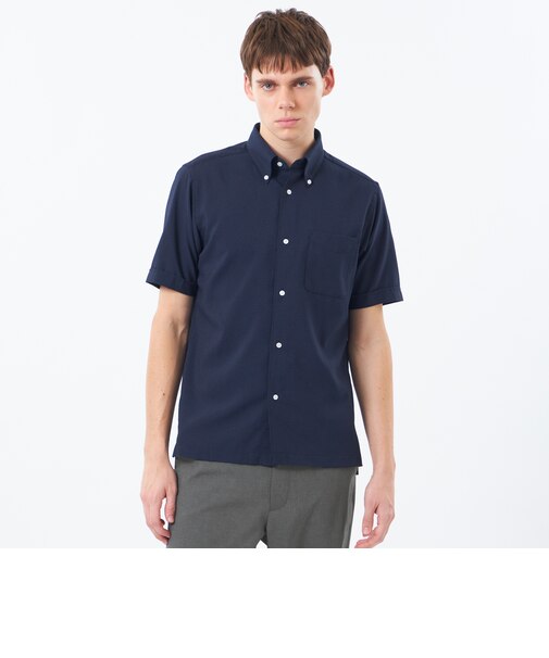 【WEB&一部店舗限定】トロッター スクエアボタンダウン半袖シャツ サッカーストライプ