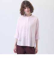 リネンミックスバンドカラーブラウス