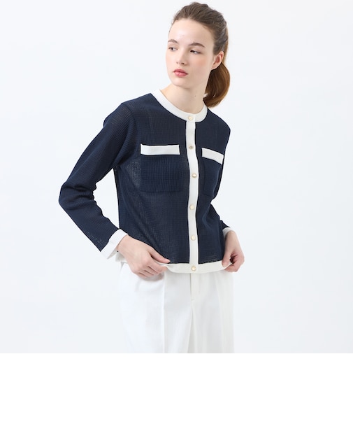 【ROYTON(ロイトン)】シアーワッフルカーディガン