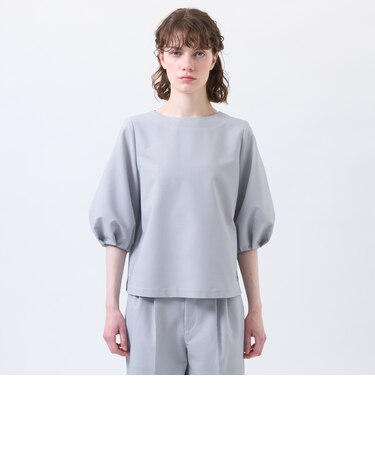 サマーサッカーパフスリーブブラウス