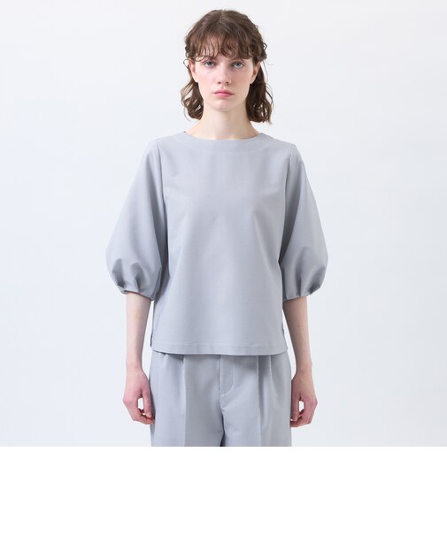 サマーサッカーパフスリーブブラウス