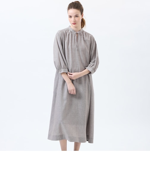 リネンミックスサックドレス